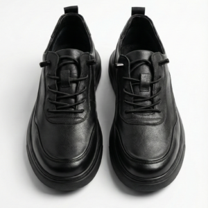 Sneakers Minimalistes Urbaines à Semelle Épaisse "Onyx" – Noir – DGELAI